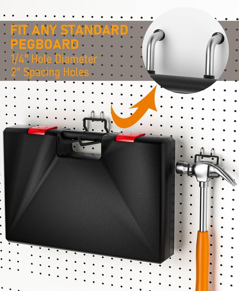 INCLY 10 Pack Heavy Duty Pegboard Hooks, 1/4" Pegboard Drill Holder Tool Utility Hooks, Peg Board Tool Hangers Accessories for Hanging Power Tools, Drill, Hammer, Workbench, Garage - Image 5